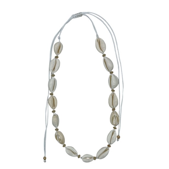 B-807 - Lot 35 colliers Cauri Blanc + Bille Gold